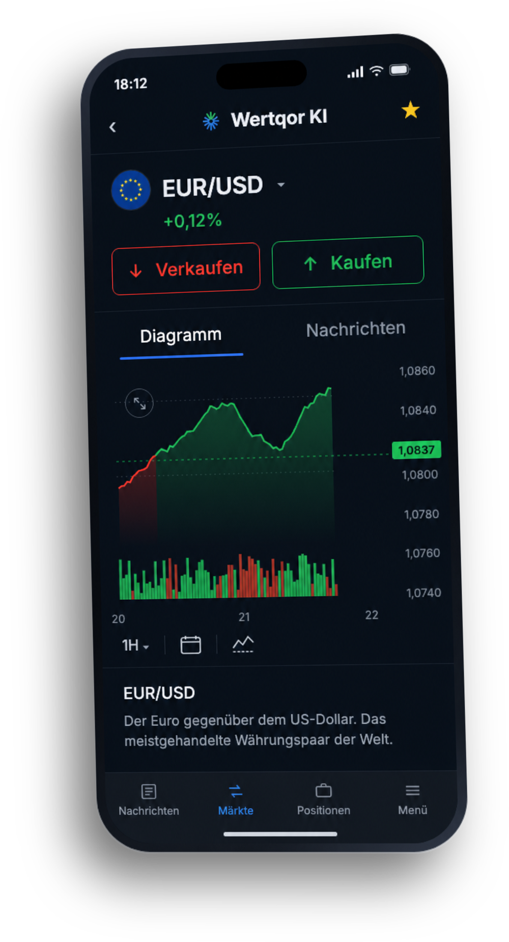 Die Handelsplattform auf dem Smartphone